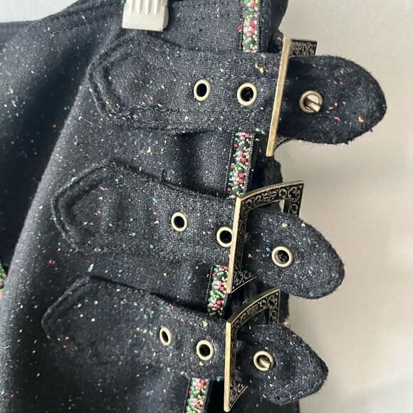 Cynthia Steffe Midi Wool Blend Black Buckled Skirt Size 8 - Picture 4 of 8